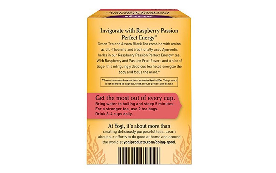 Yogi Raspberry Passion Perfect Energy Tea   Box  16 pcs